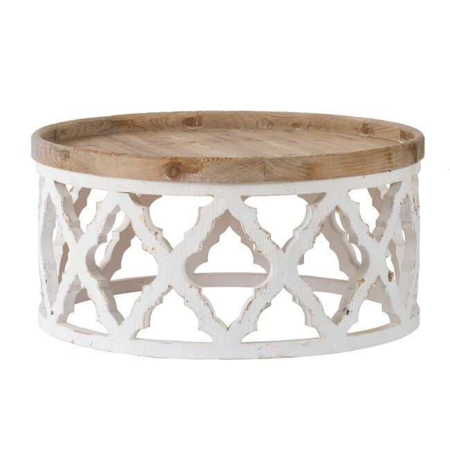 Hamptons Lattice Coffee Table - timber top