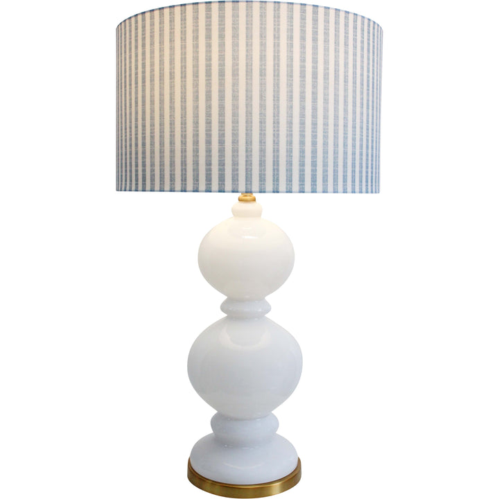 Hamptons White Lamp with Blue Striped Shade