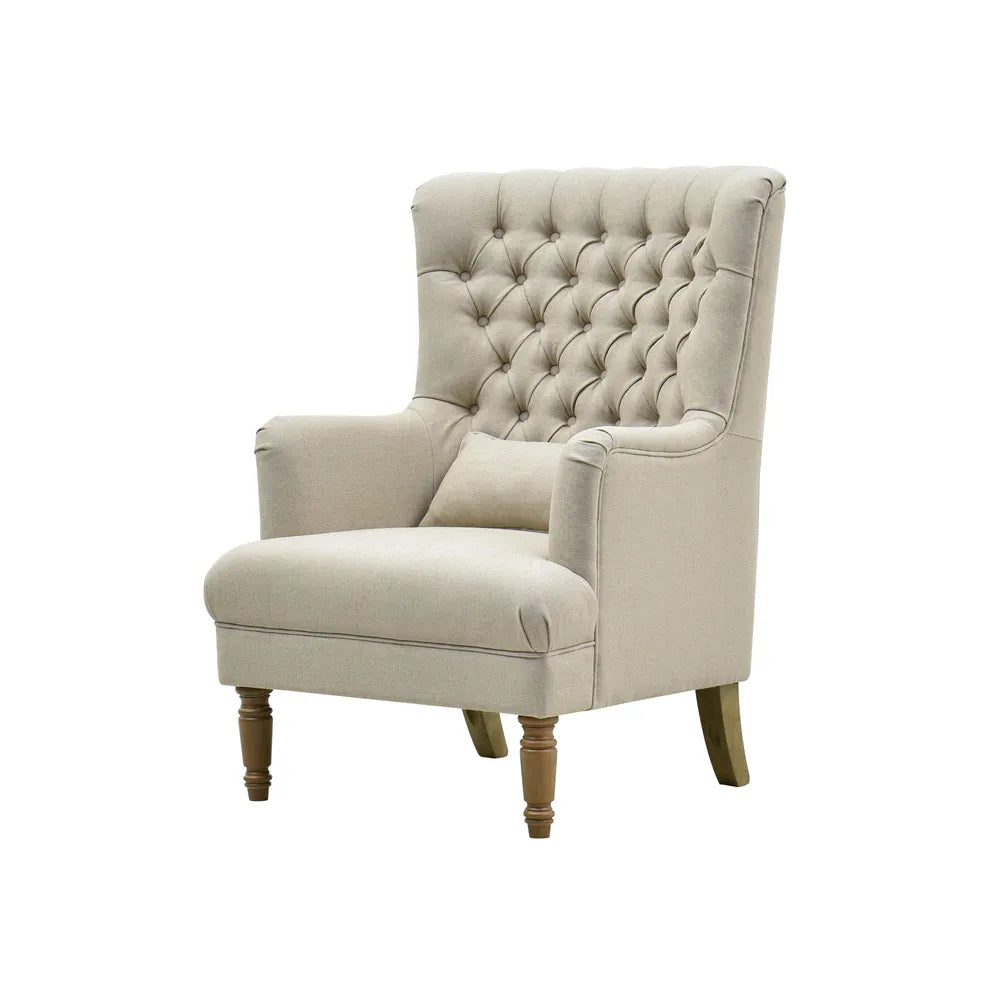 Hamptons Buttoned Natural Linen Blend Armchair