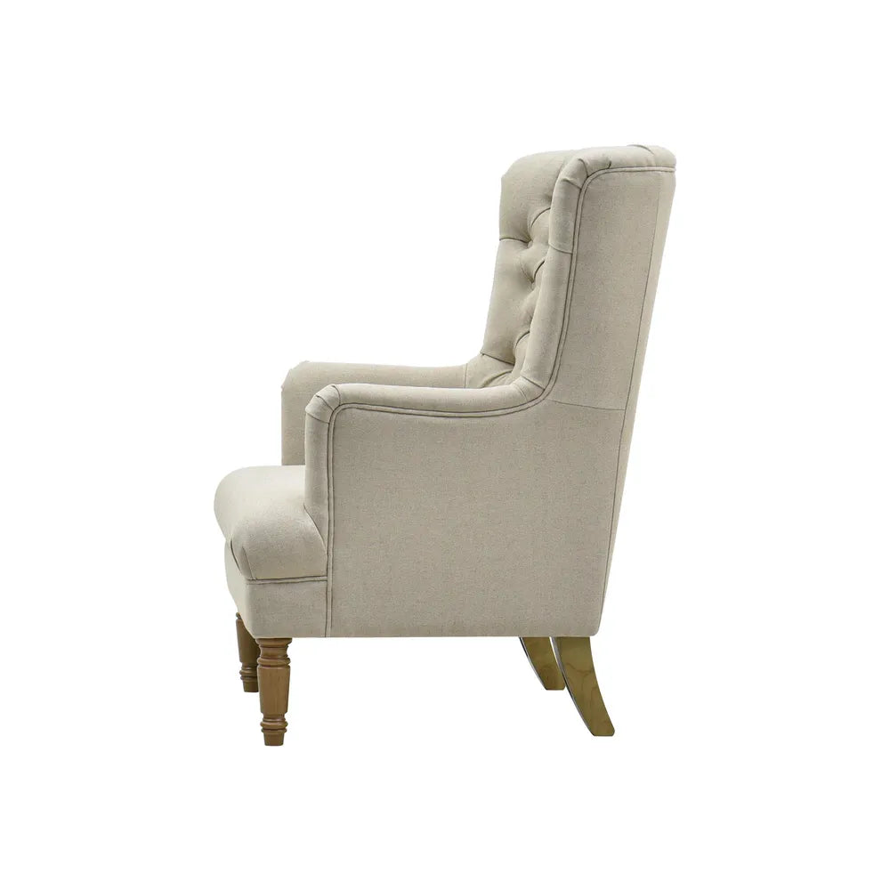 Hamptons Buttoned Natural Linen Blend Armchair