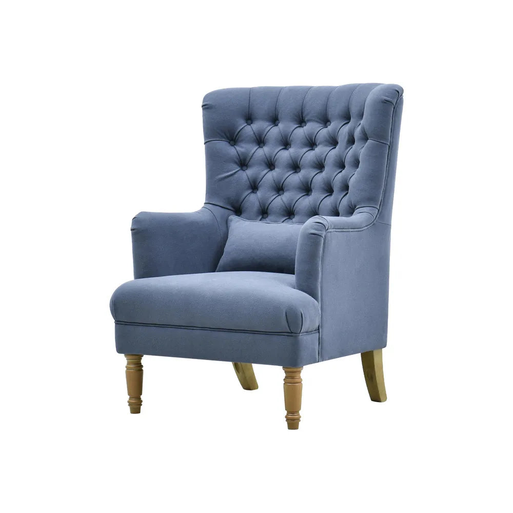 Hamptons Buttoned Navy Linen Blend Armchair