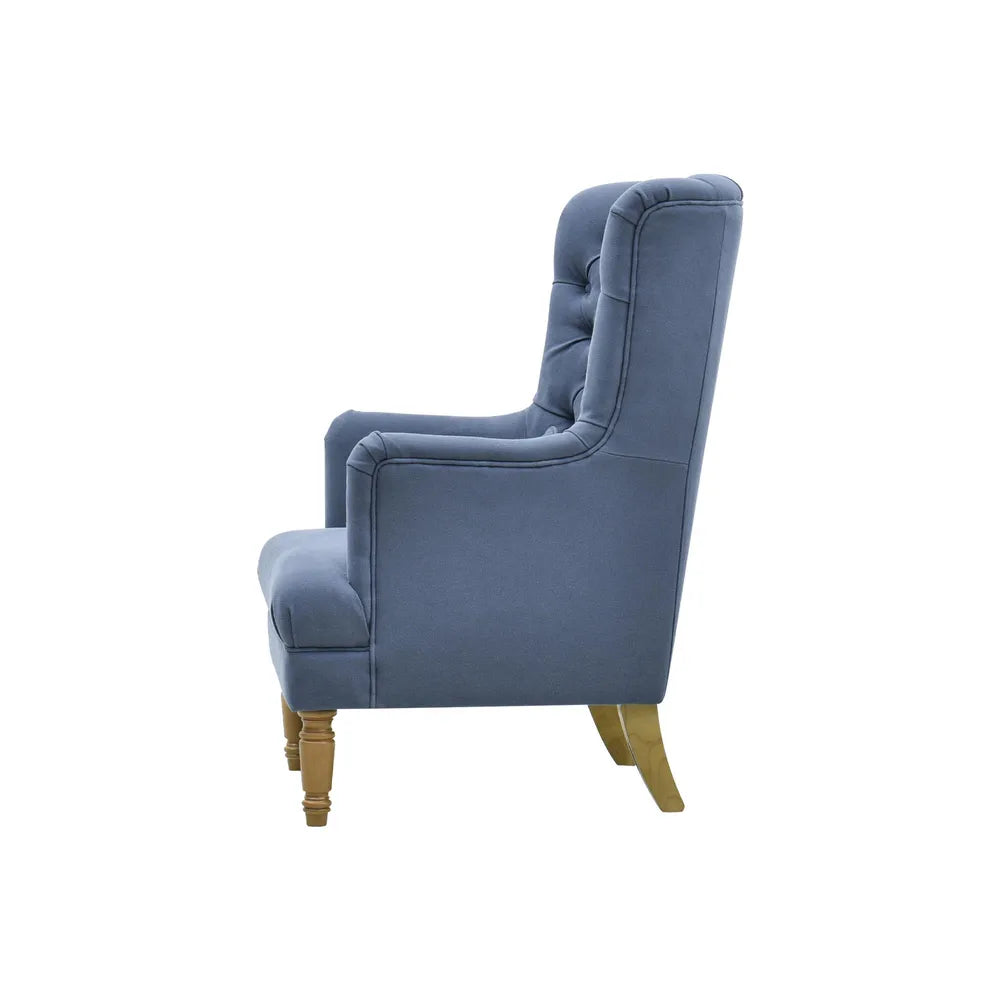 Hamptons Buttoned Navy Linen Blend Armchair