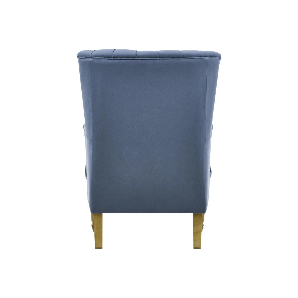 Hamptons Buttoned Navy Linen Blend Armchair