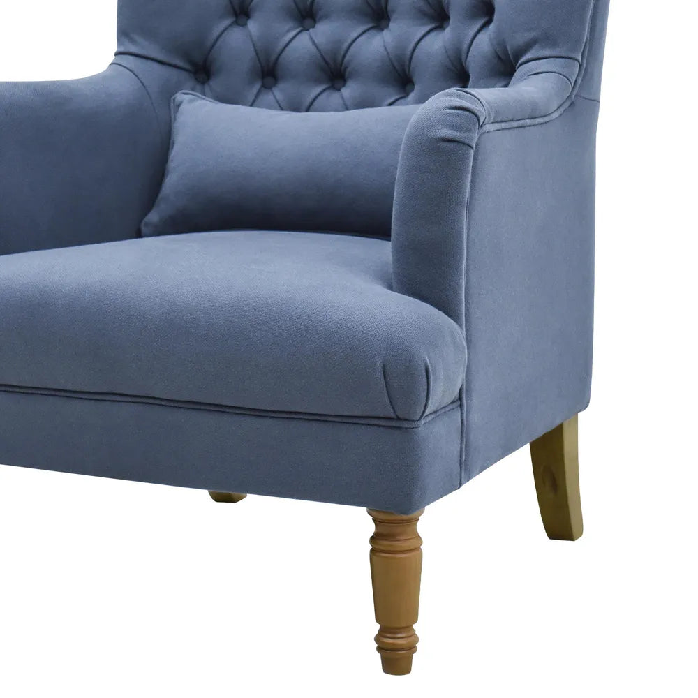 Hamptons Buttoned Navy Linen Blend Armchair