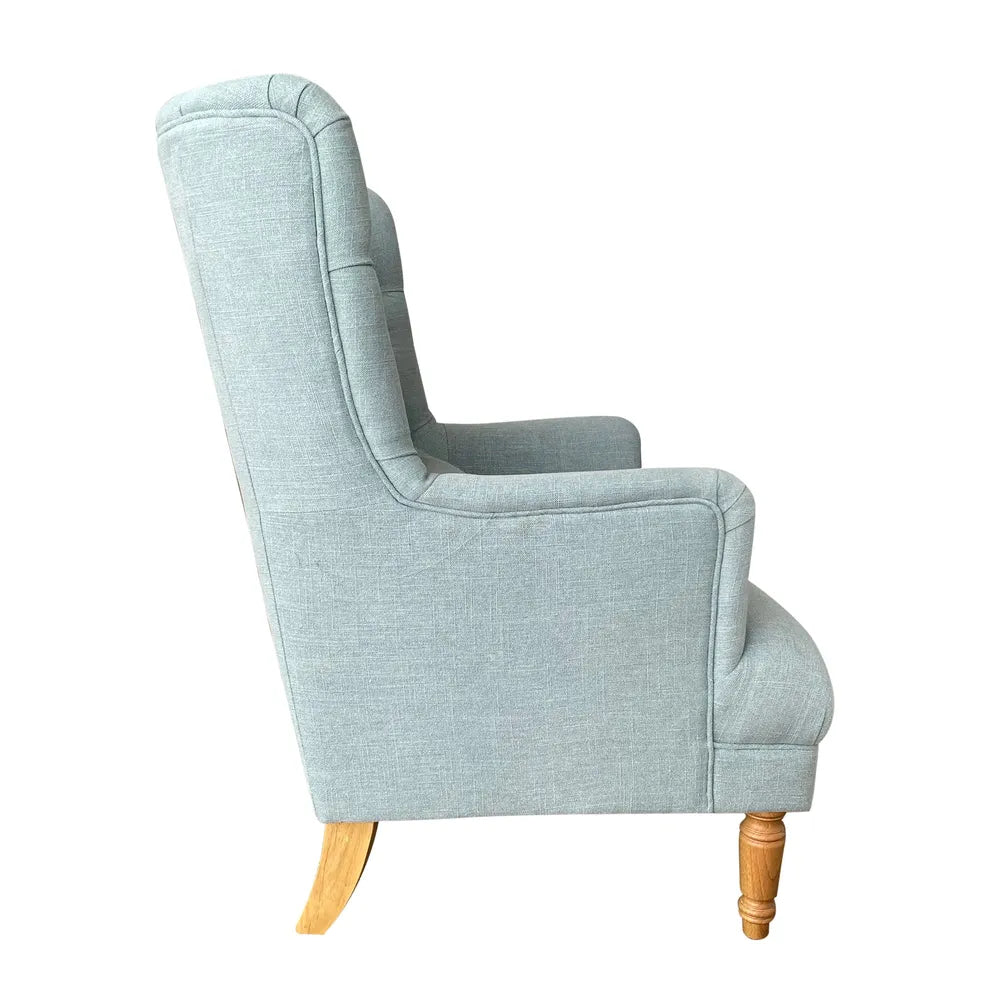 Hamptons Buttoned Pistachio Tufted Winged Armchair