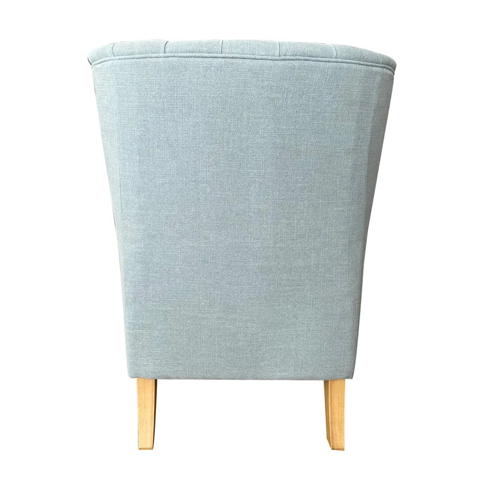 Hamptons Buttoned Pistachio Tufted Winged Armchair