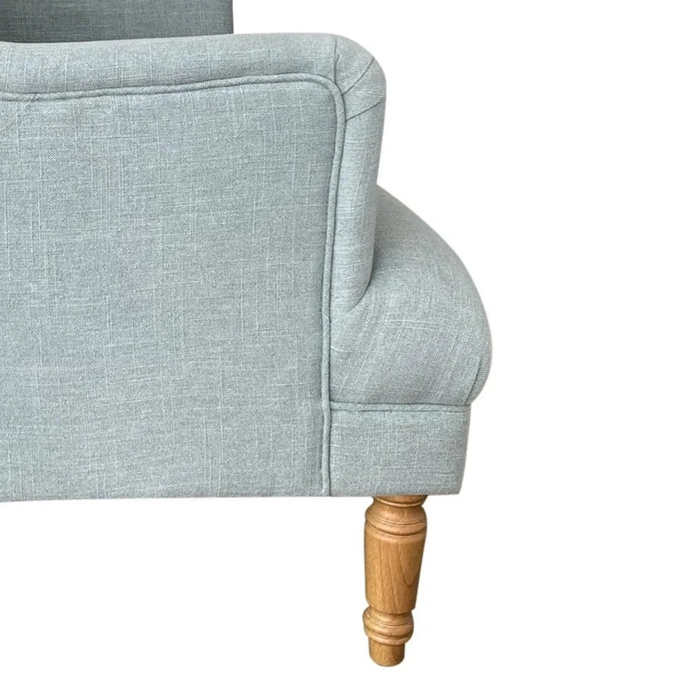 Hamptons Buttoned Pistachio Tufted Winged Armchair