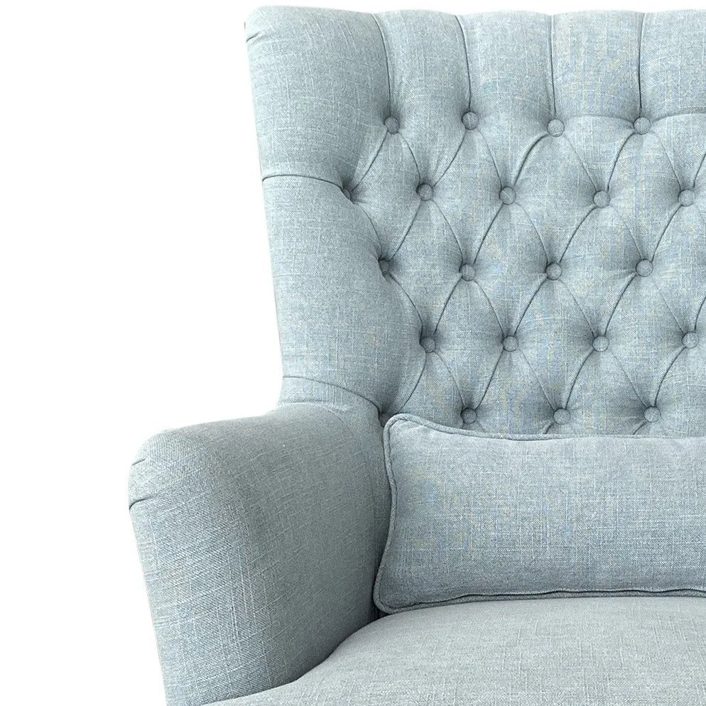 Hamptons Buttoned Pistachio Tufted Winged Armchair