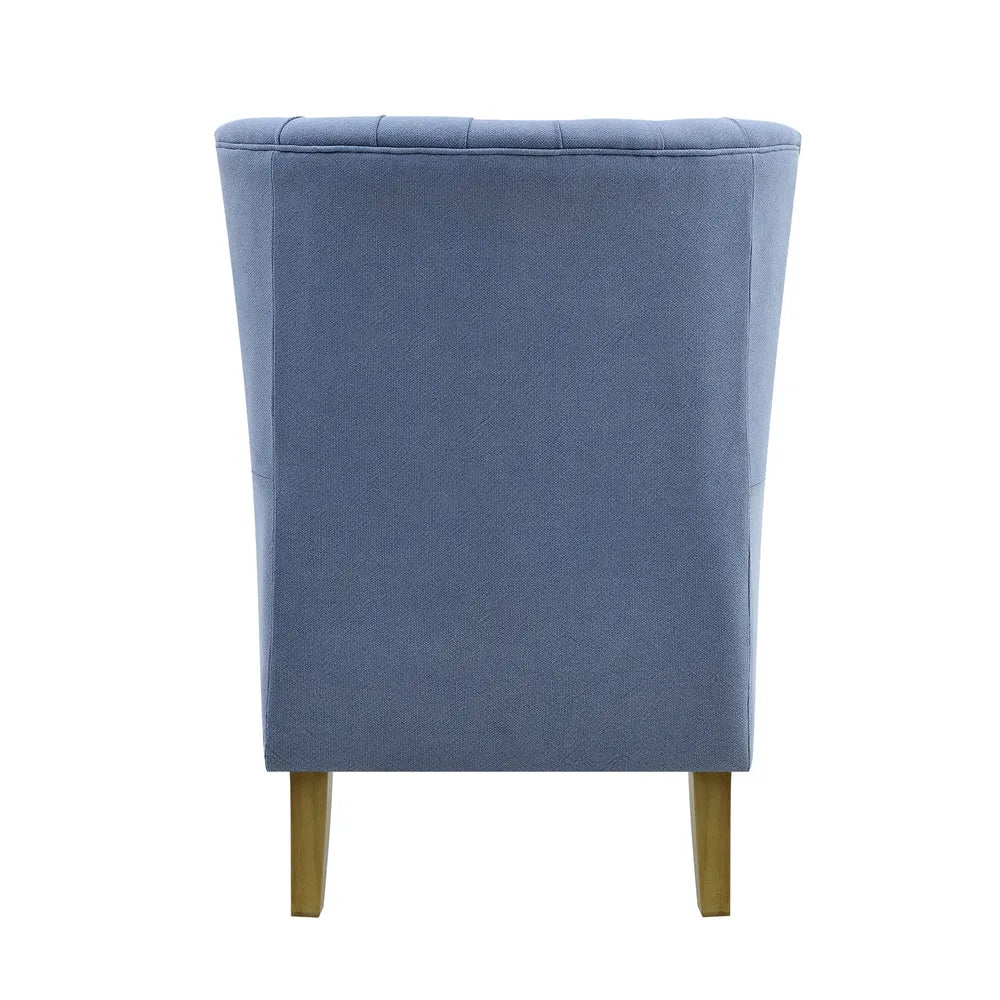 Hamptons Buttoned Slate Blue Tufted Winged Armchair