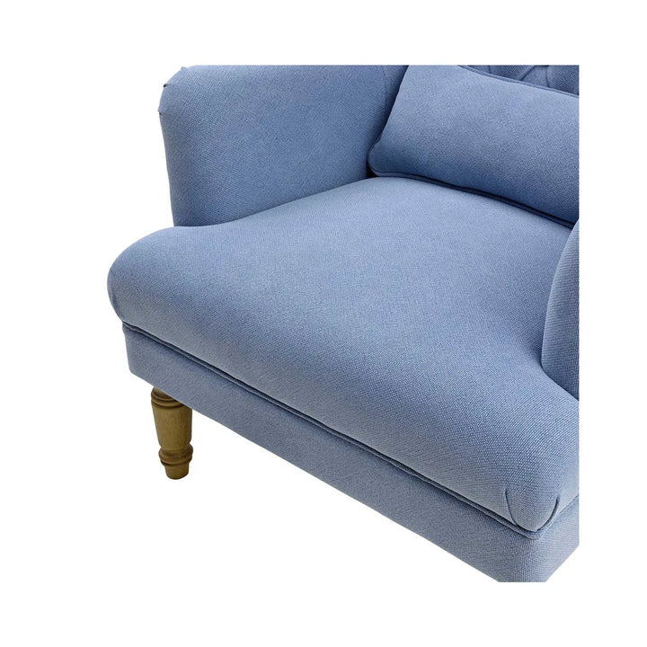 Hamptons Buttoned Slate Blue Tufted Winged Armchair