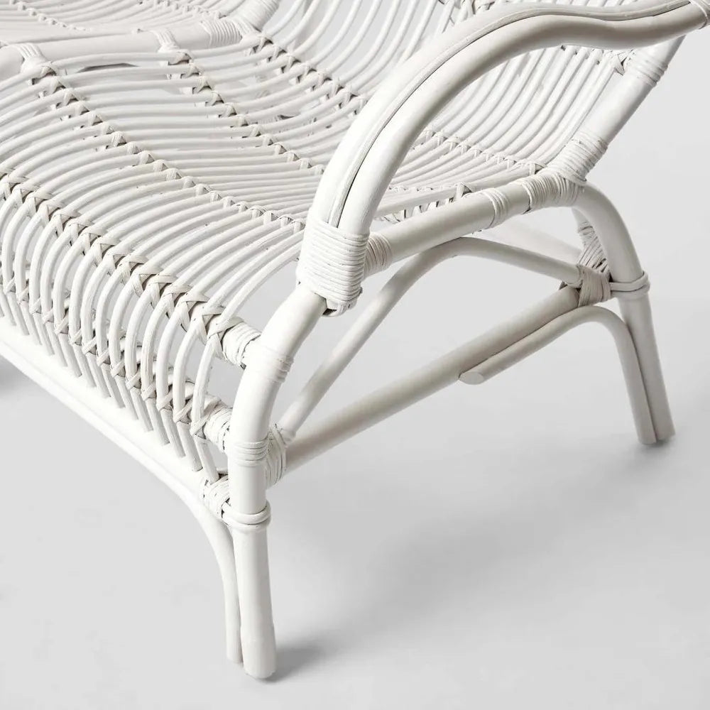 Hamptons Rattan Two Seater Chair White