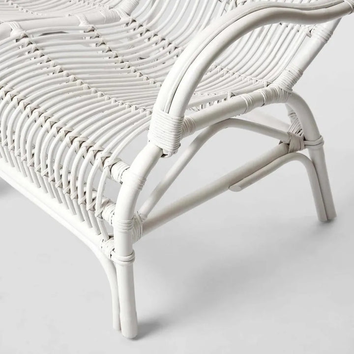 Hamptons Rattan Two Seater Chair White