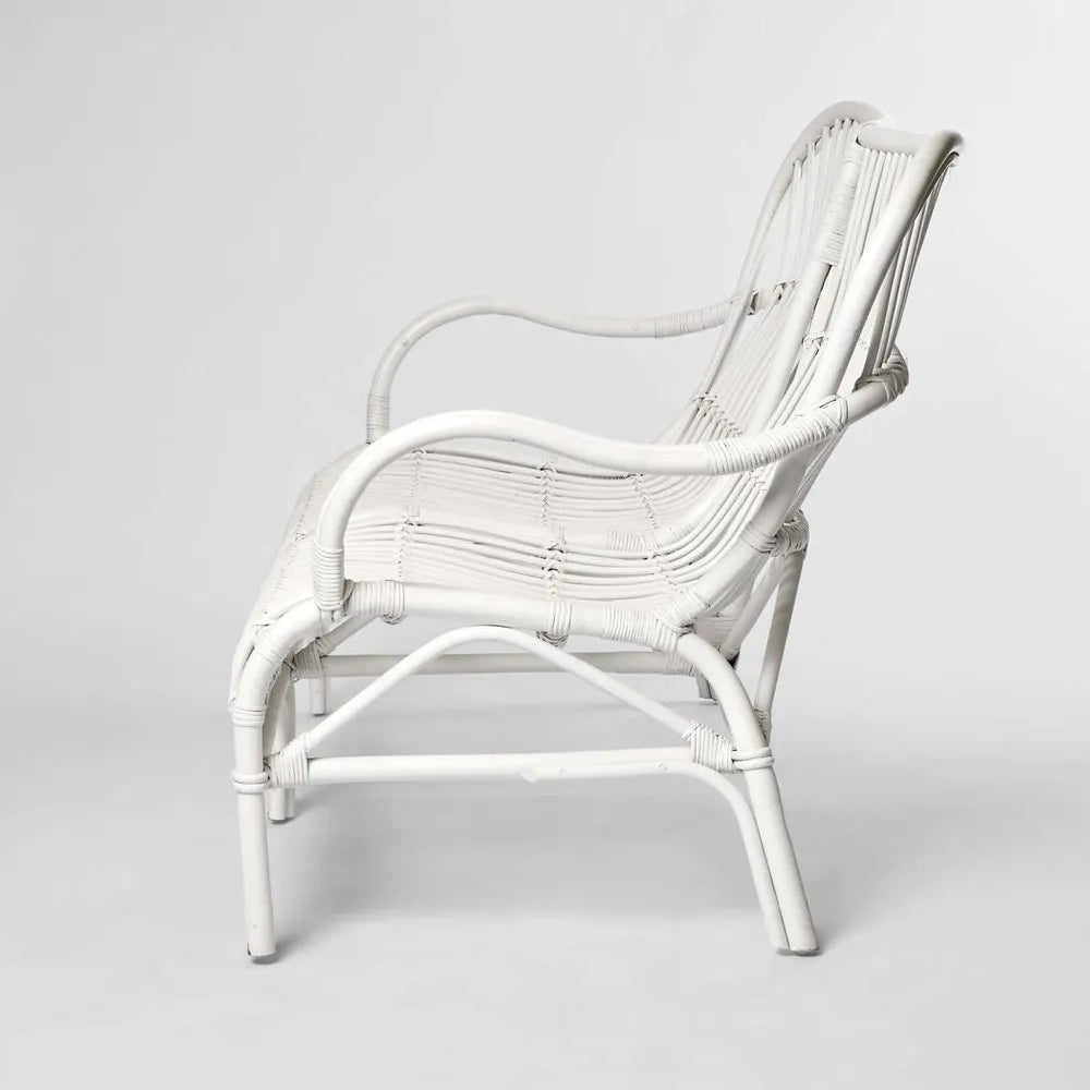 Hamptons Rattan Two Seater Chair White