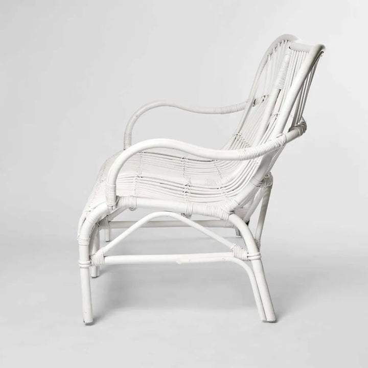 Hamptons Rattan Two Seater Chair White