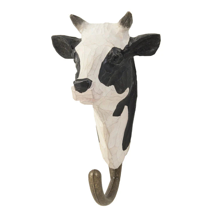 Hand Carved wooden Cow wall Hook