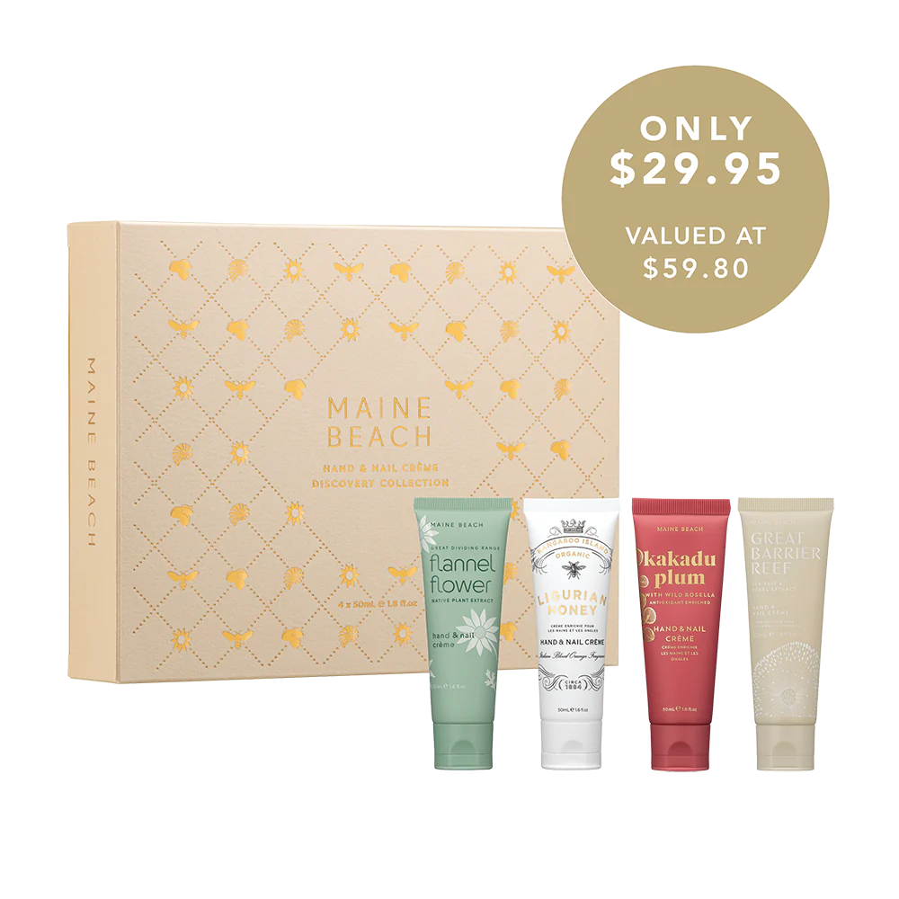 Hand and nail cream, flannel flower, Kakadu plum, great barrier reef, Ligurian honey, pack of four