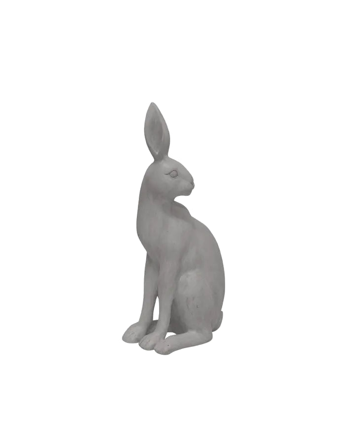 Grey resin ornamental hare turning head