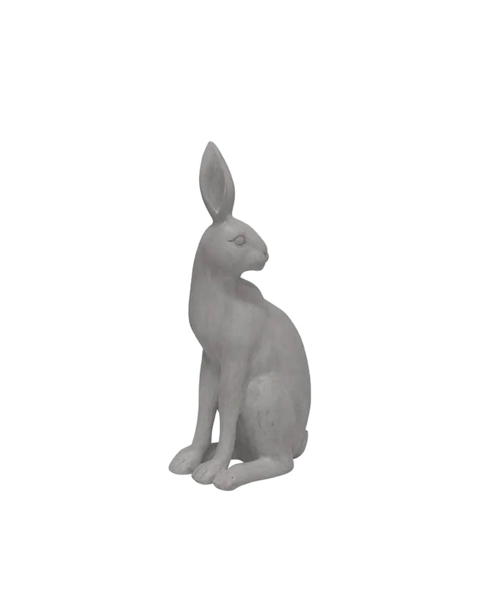 Grey resin ornamental hare turning head