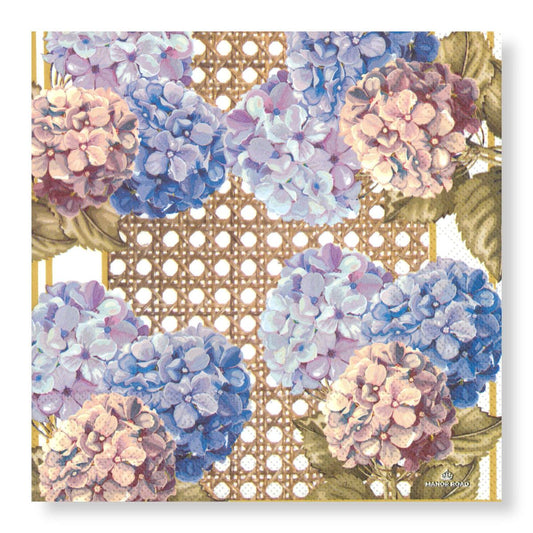 Hydrangea & Rattan Napkins - Cocktail