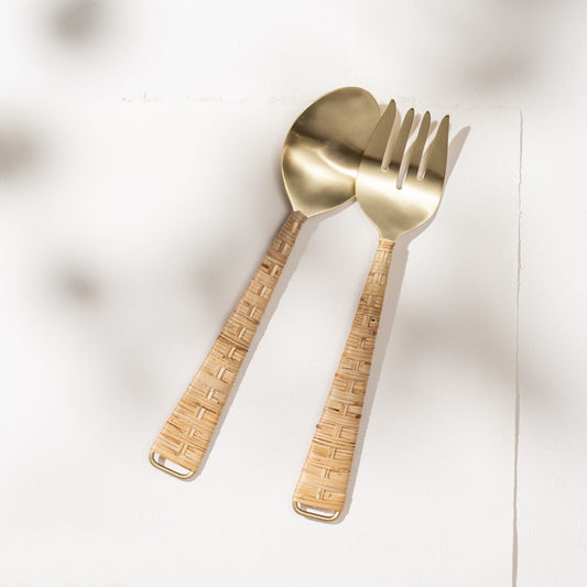 Iris Rattan Salad Servers