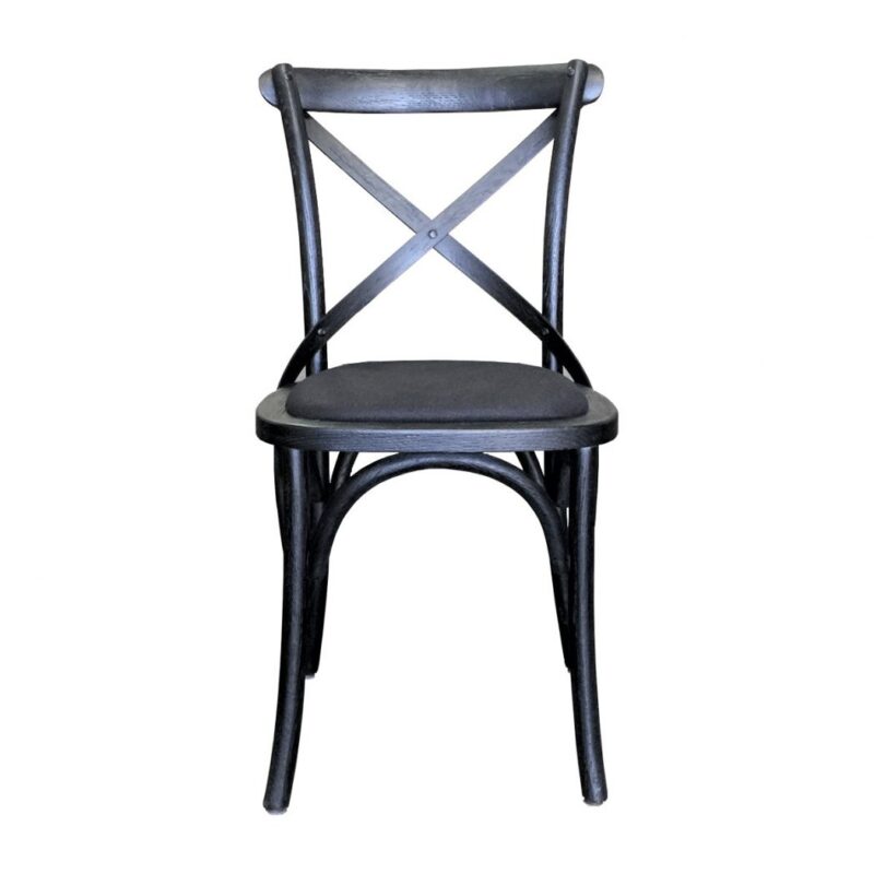 Kasan Crossback Chair - Black Oak with Black Linen Seat