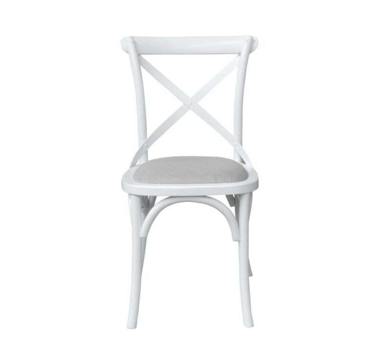 Kasan Crossback Chair - Matt White with Linen Seat