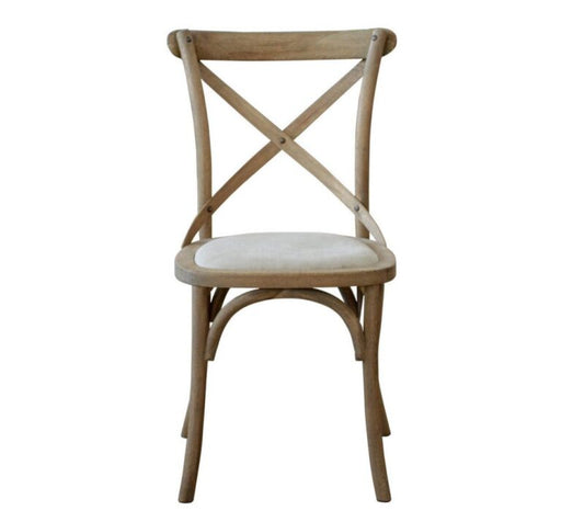 Kasan Crossback Chair - Weathered Oak with Linen Seat