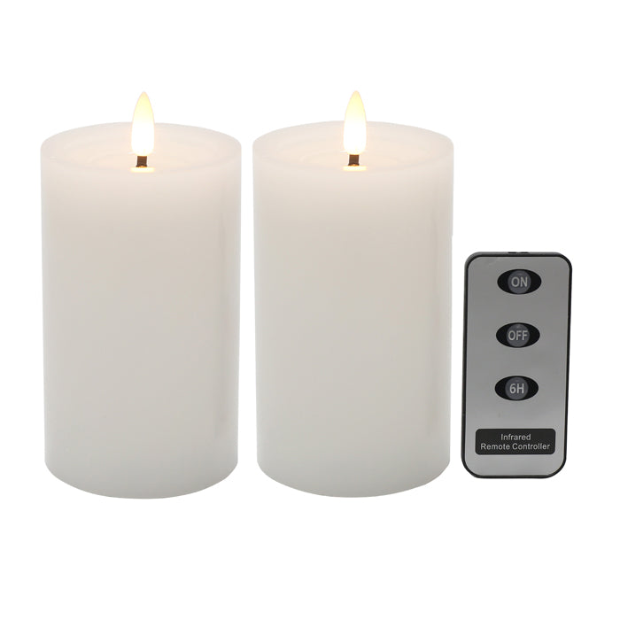 LED flameless candles remote control set of 2 white