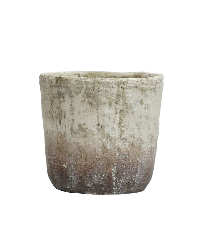 Rustic cement planter pot grey/brown small