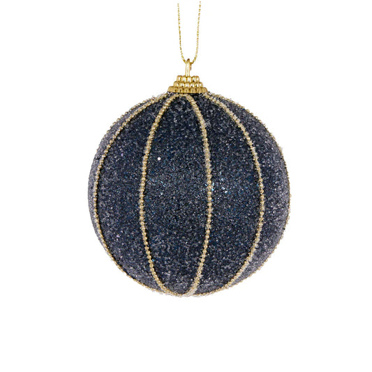 Midnight Blue Ribbed Bauble