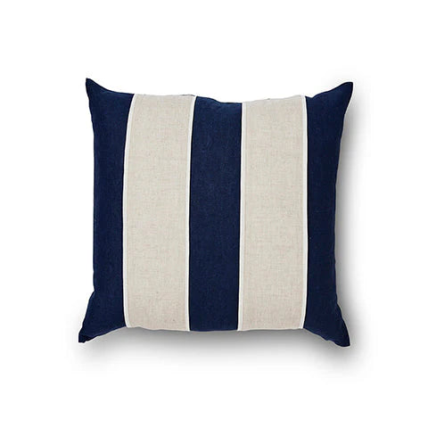 Navy & Linen Wide Stripe Cushion