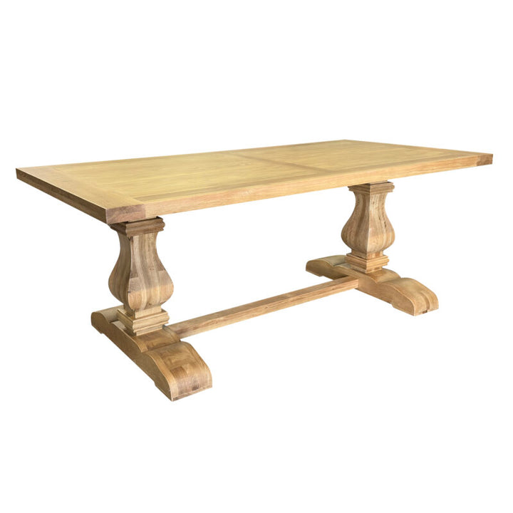 Oak Trestle 200cm Rectangular Dining Table Weathered Oak