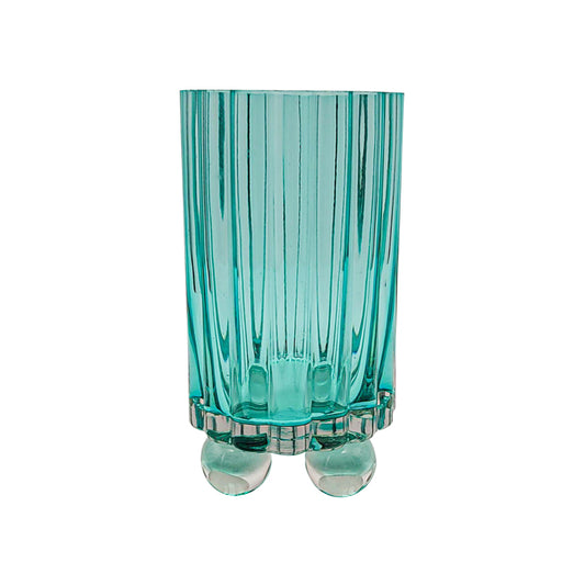 Olan Glass Ribbed Hurricane - Aqua