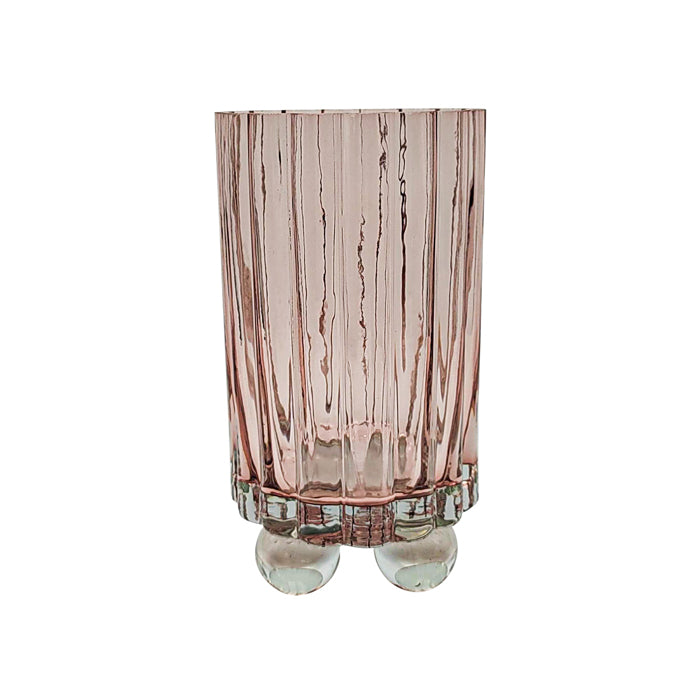 Olan Glass Ribbed Hurricane - Blush