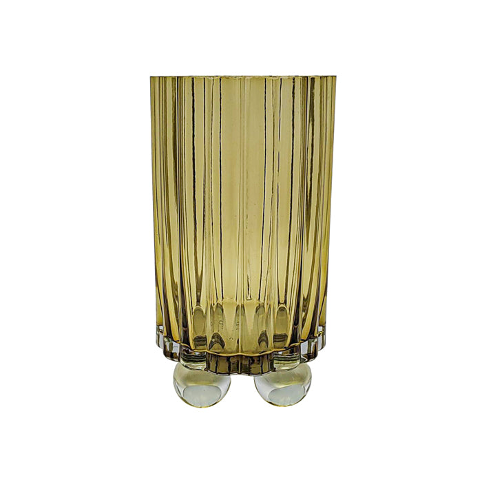 Olan Glass Ribbed Hurricane - Olive