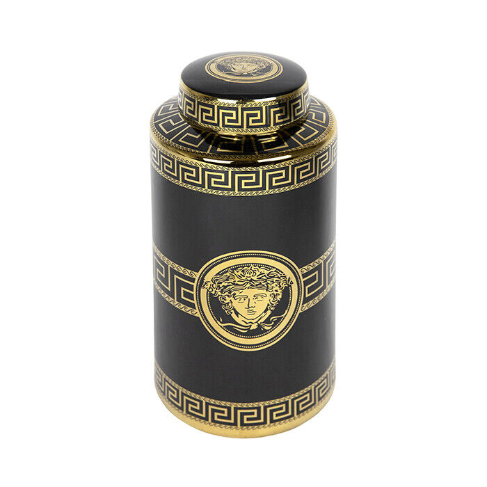 Medusa Ceramic Black & Gold Cannister