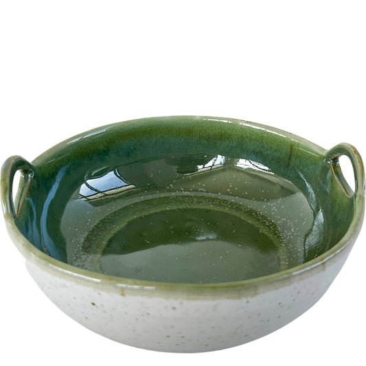 Olive Green Serving Bowl with Handle