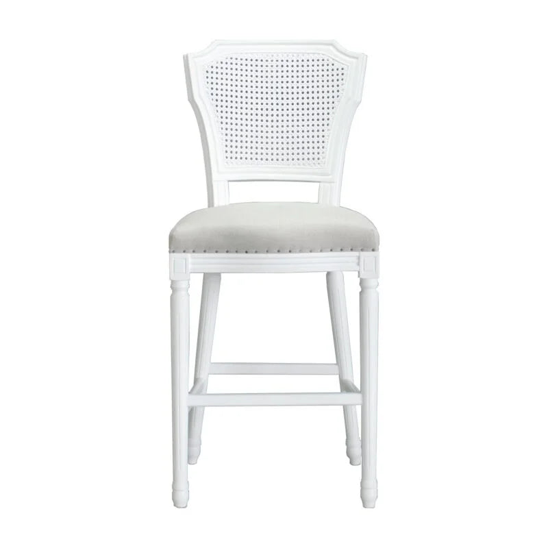 Olivia White Barstool Oatmeal Linen Seat