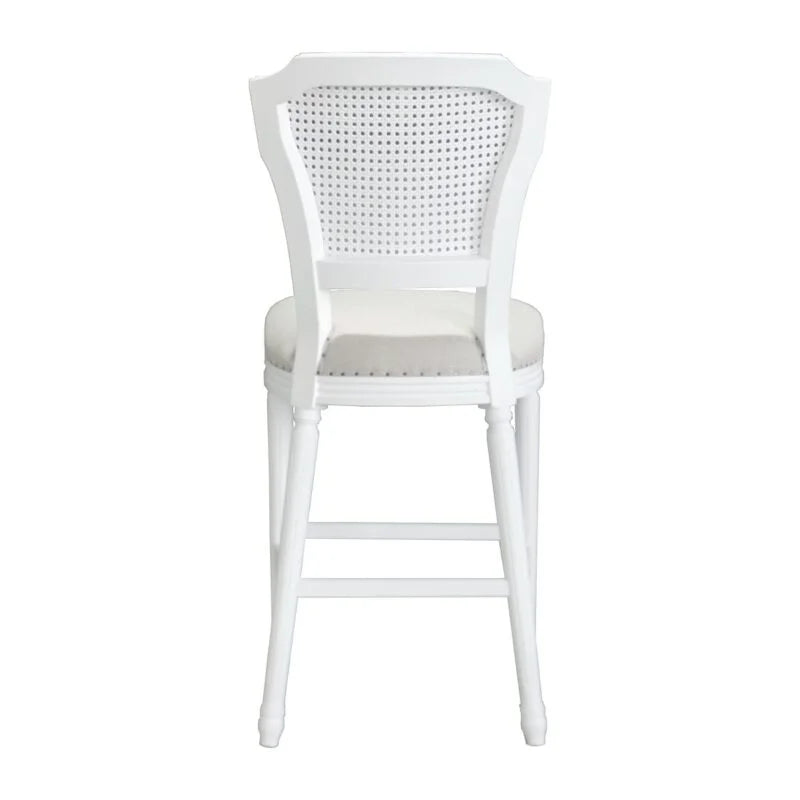 Olivia White Barstool Oatmeal Linen Seat