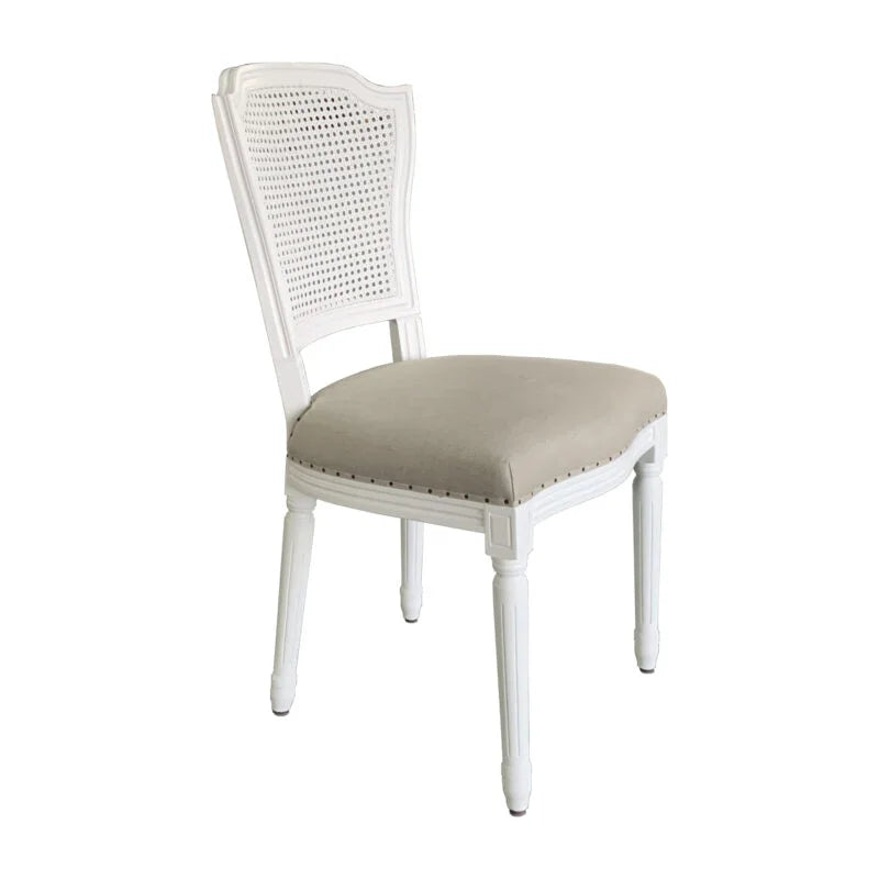 Olivia White Dining Chair Oatmeal Linen