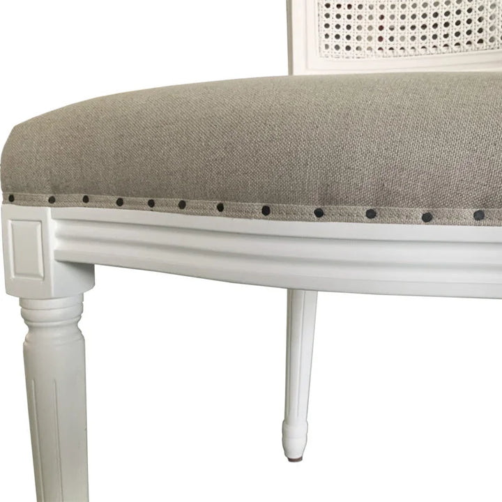 Olivia White Dining Chair Oatmeal Linen