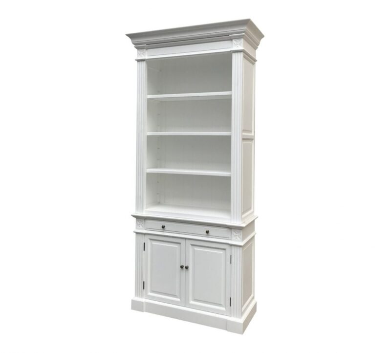 French One Bay Library - White