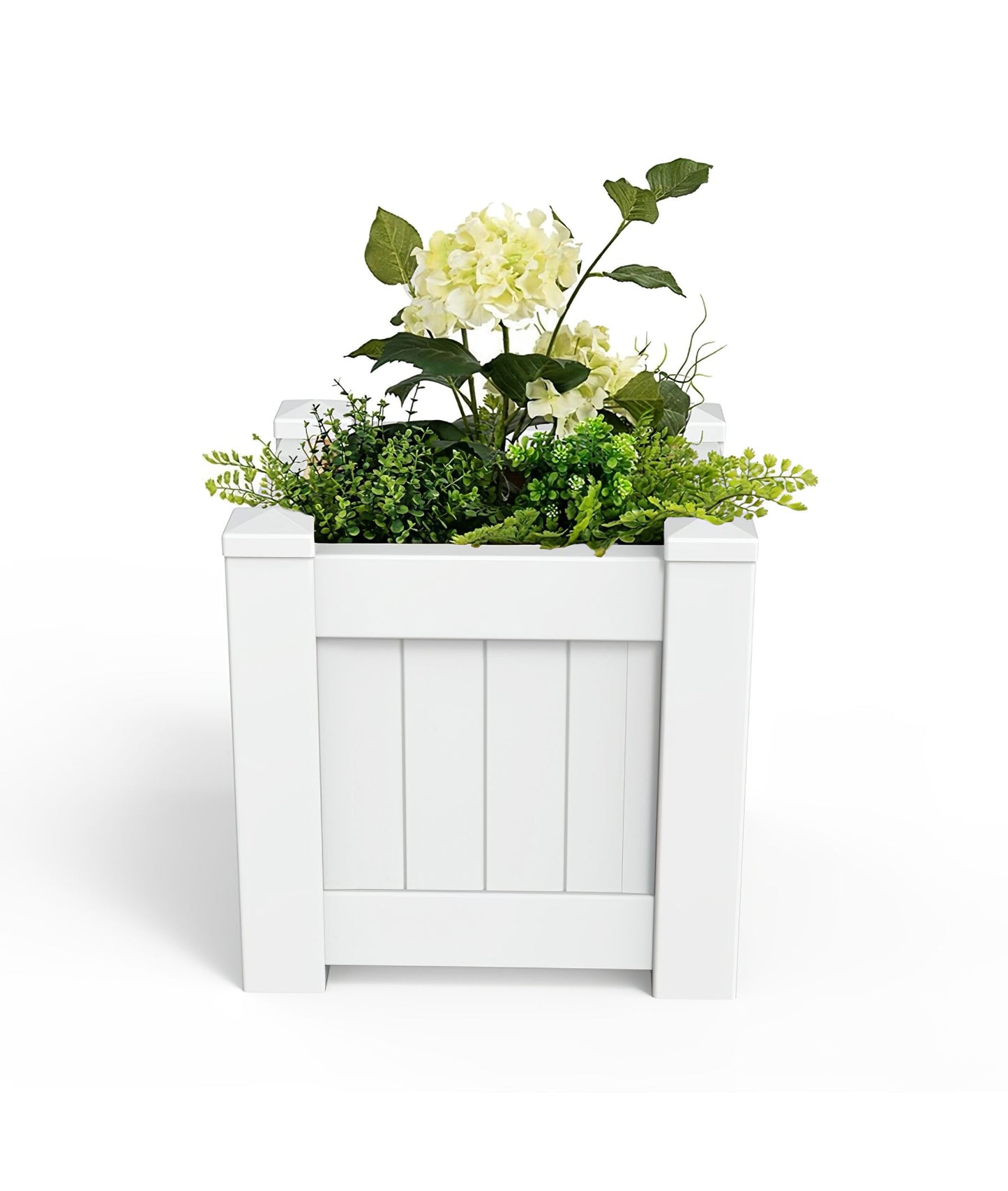 PVC weatherproof planter box, square shape, hamptons style