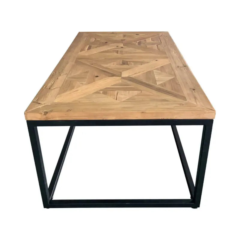 Parquet Top Coffee Table with Iron Base