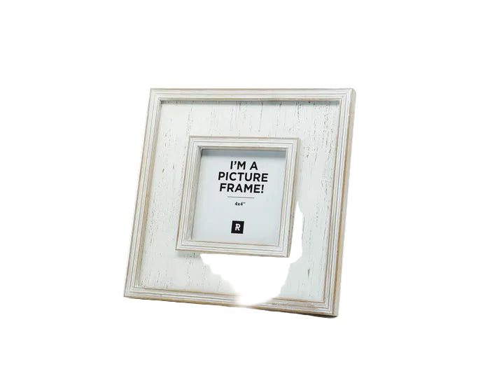Picture frame square white wood