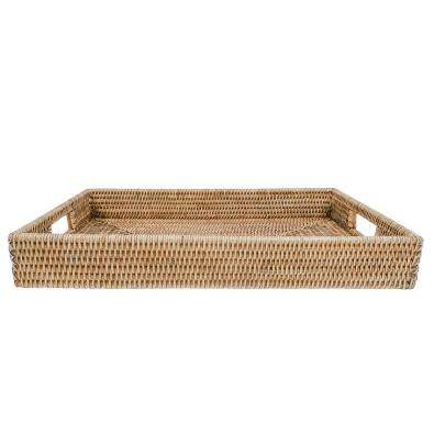 Rattan Rectangle Tray - White Washed