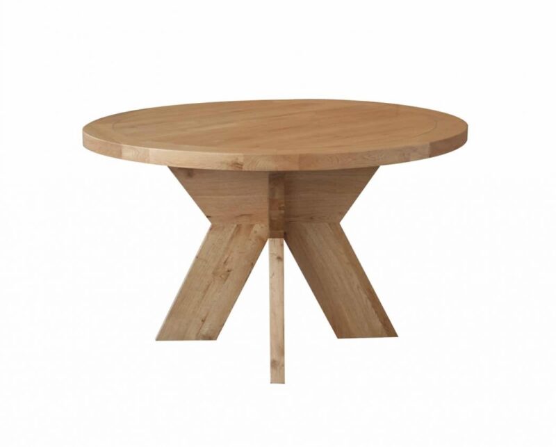 Retro Natural Oak Round Dining Table