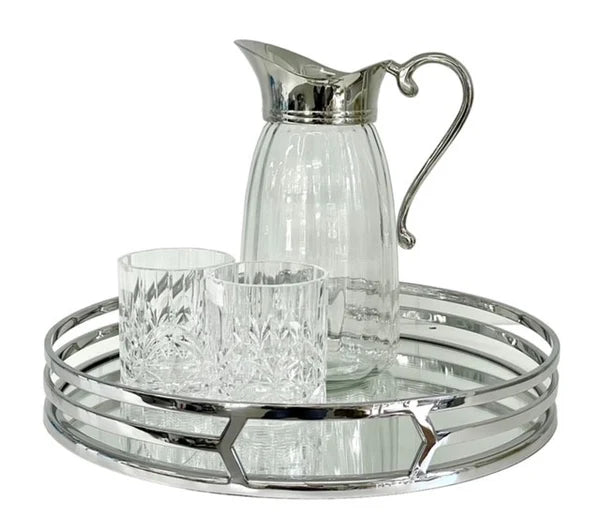 Round Trio Band Tray - Silver