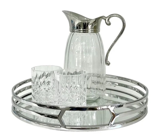 Round Trio Band Tray - Silver