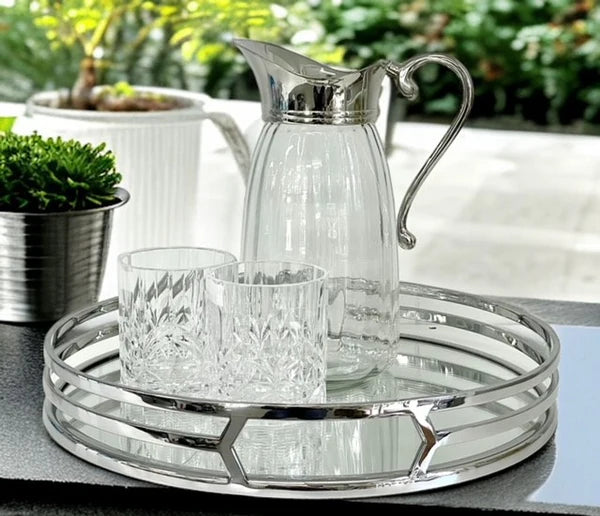 Round Trio Band Tray - Silver